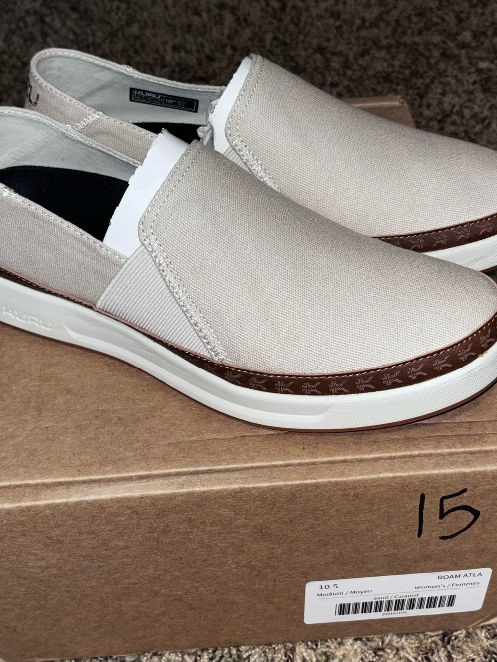 KURU Roam ATLA Shoes Womens Size 10.5 Sand Carmel Slip On Comfort Casual Walking